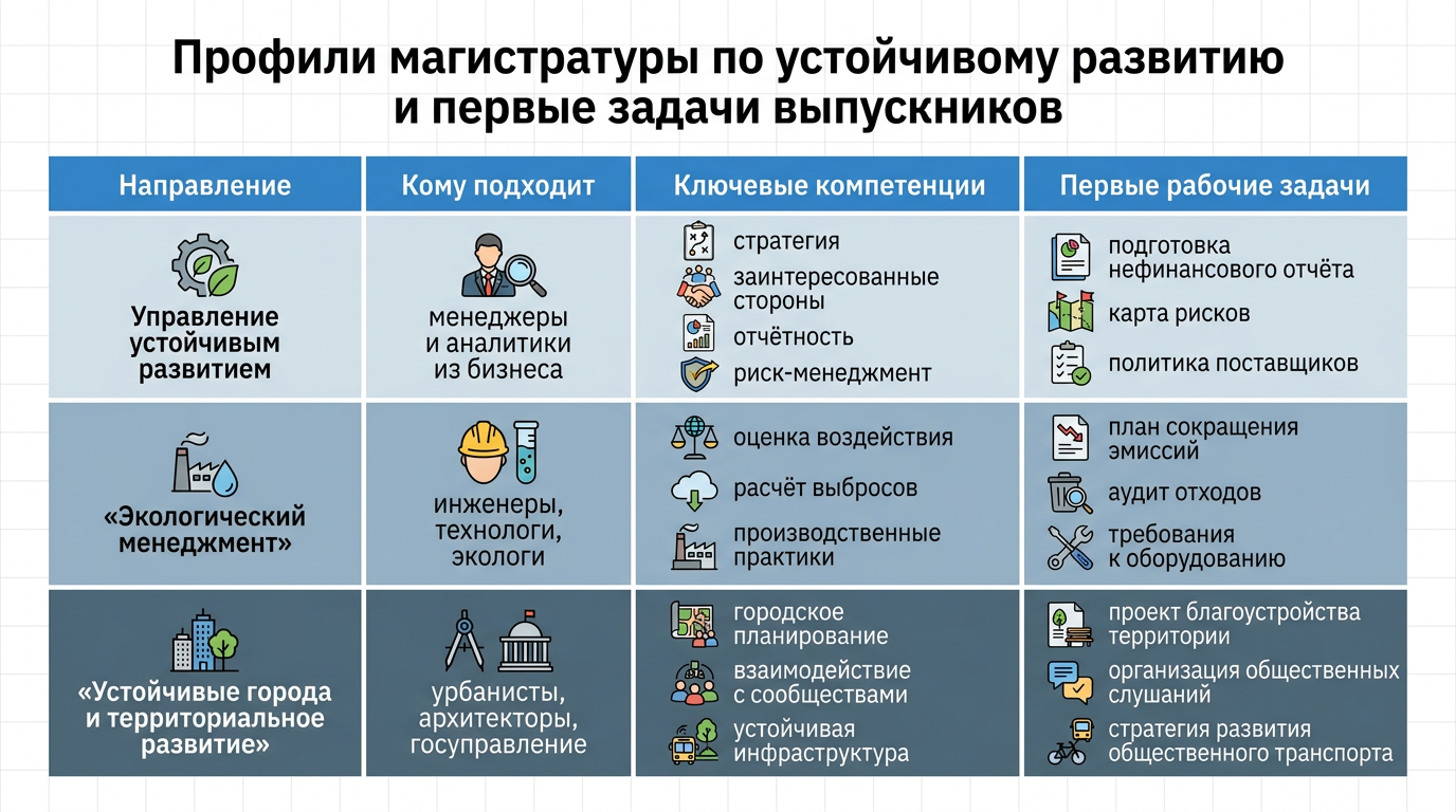 Профили магистратуры  по устойчивому развитию